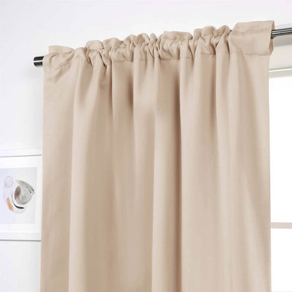 52 x 132 inch Solid Beige Cream Thermal Blackout Curtain Panels - Set of 2 - Loft&Timber