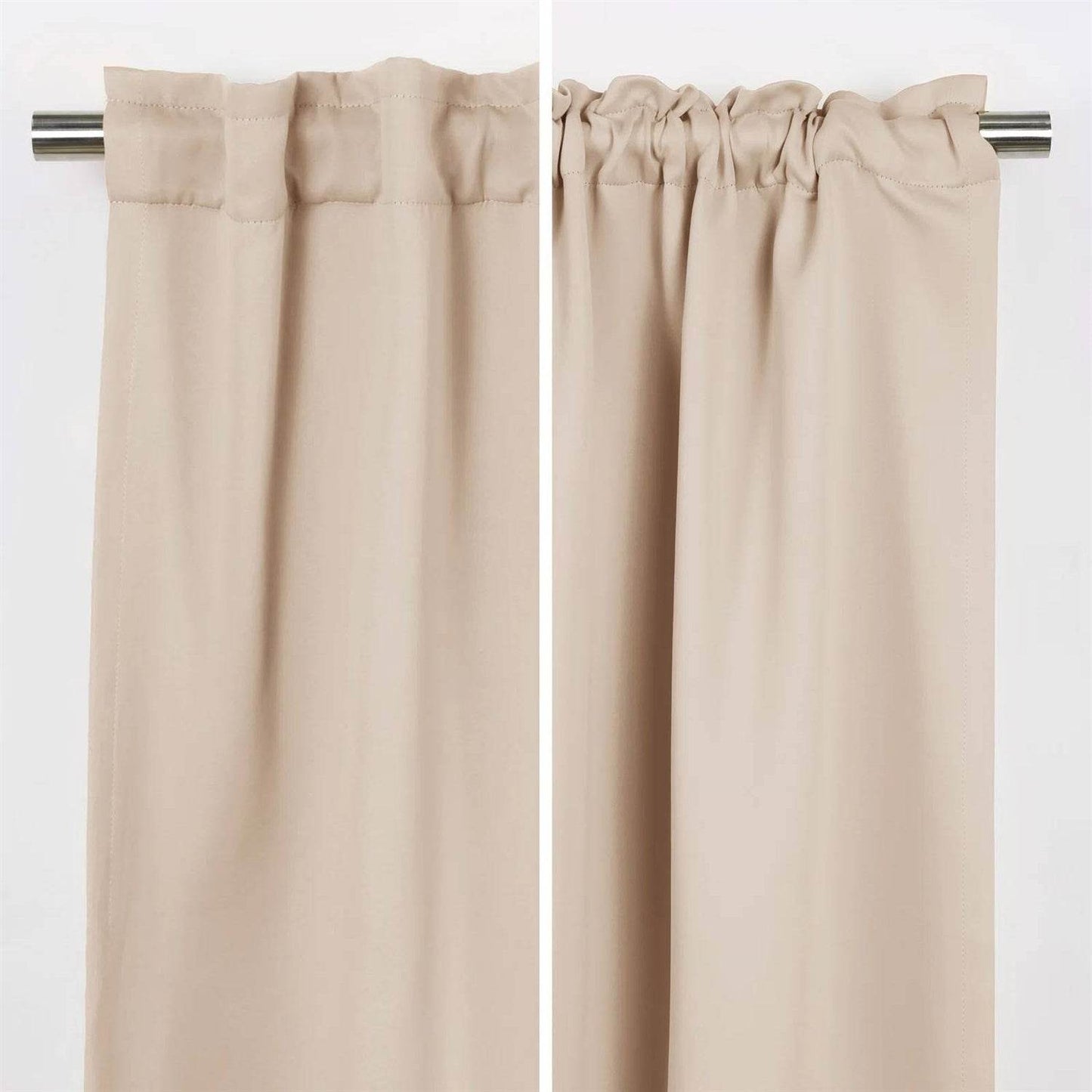 52 x 132 inch Solid Beige Cream Thermal Blackout Curtain Panels - Set of 2 - Loft&Timber
