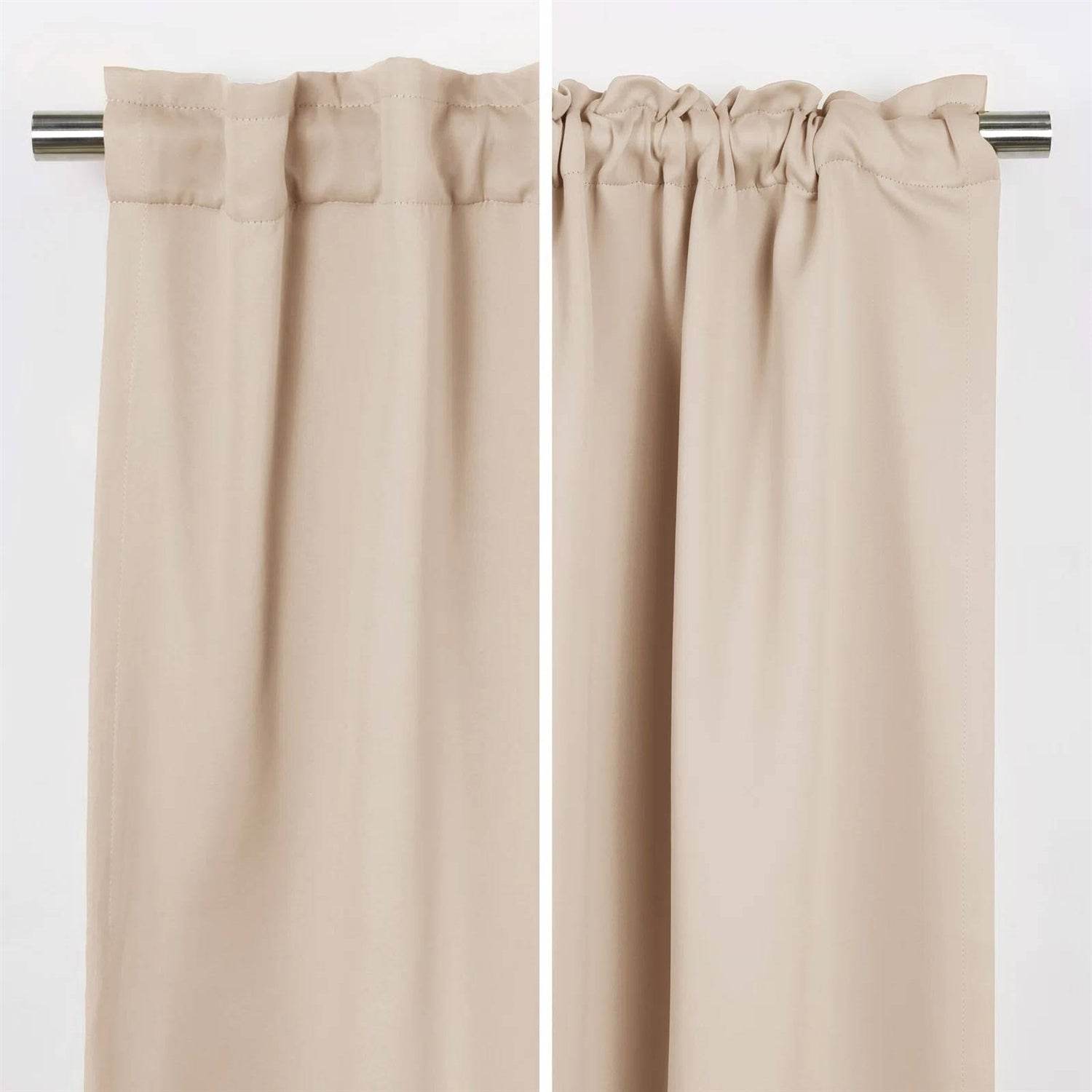 52 x 132 inch Solid Beige Cream Thermal Blackout Curtain Panels - Set of 2 - Loft&Timber