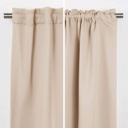 52 x 132 inch Solid Beige Cream Thermal Blackout Curtain Panels - Set of 2 - Loft&Timber