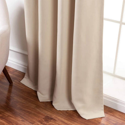 52 x 132 inch Solid Beige Cream Thermal Blackout Curtain Panels - Set of 2 - Loft&Timber
