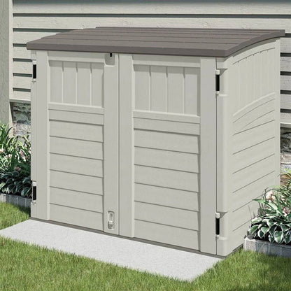 Cream Beige and Grey Outdoor Heavy Duty Plastic Garbage Bin Trash Can Storage Shed-1