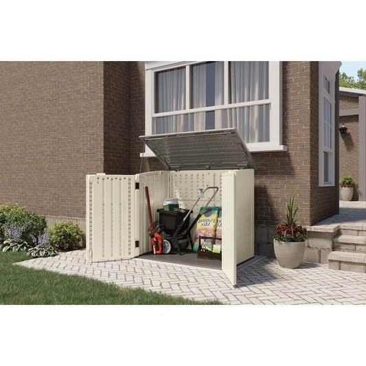 Cream Beige and Grey Outdoor Heavy Duty Plastic Garbage Bin Trash Can Storage Shed - Loft&Timber
