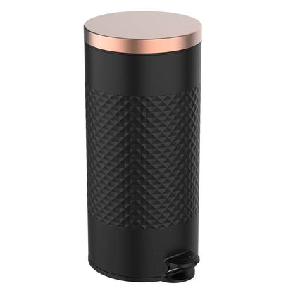 Hands Free Black/Gold Metal Step On Trash Can - 8 Gallons-0