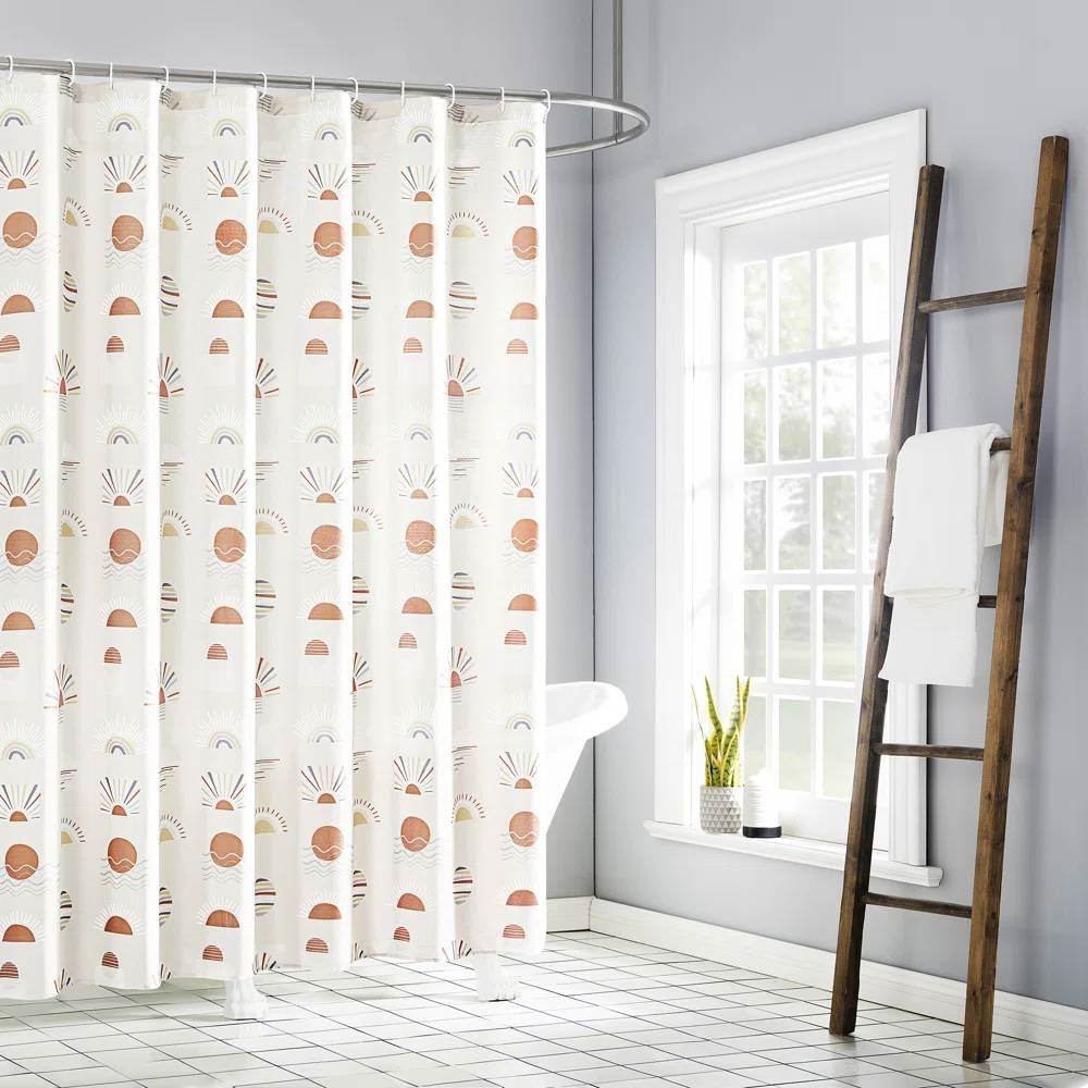 72-inch Cream White Orange Sunset Bohemian Pattern Shower Curtain - Loft&Timber