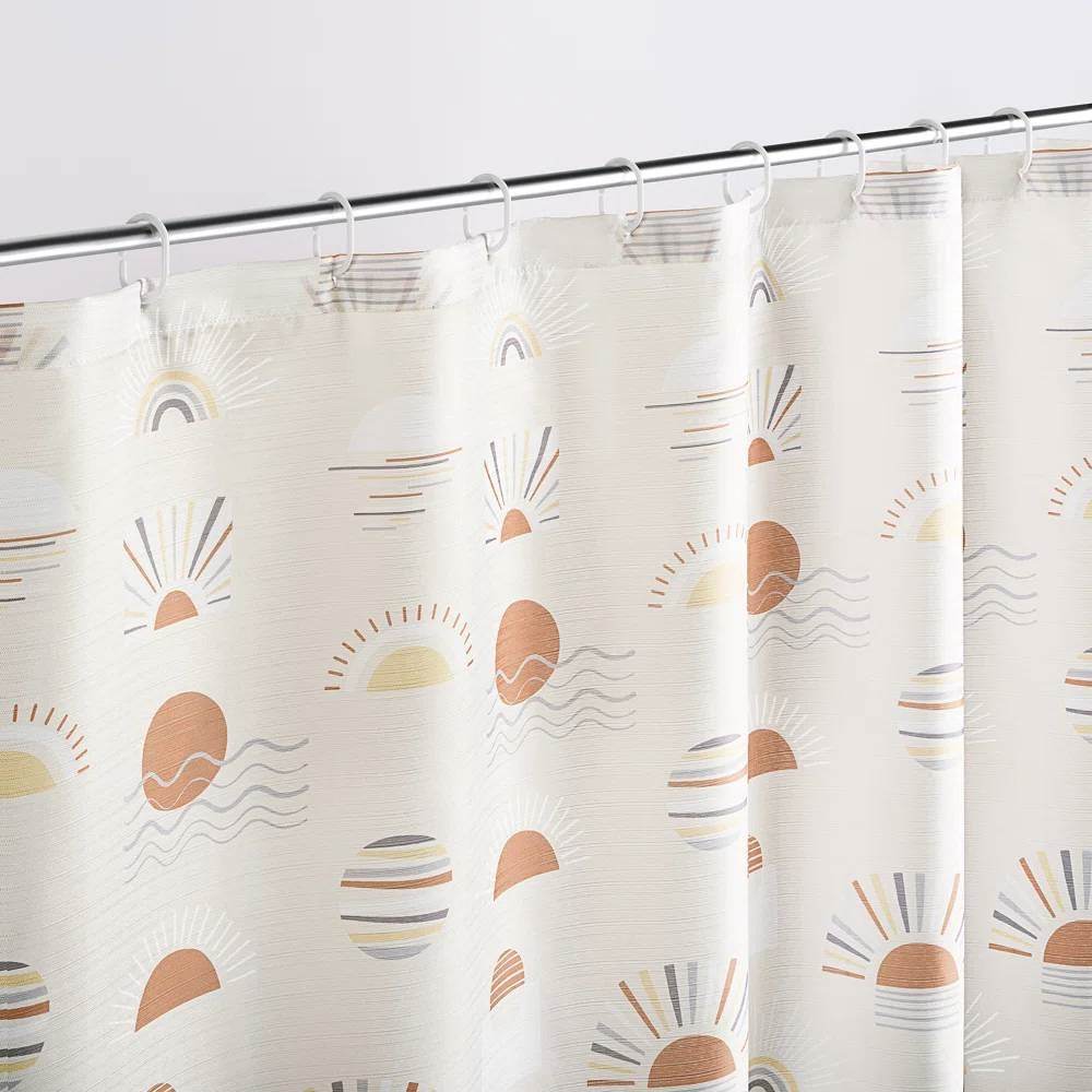 72-inch Cream White Orange Sunset Bohemian Pattern Shower Curtain - Loft&Timber