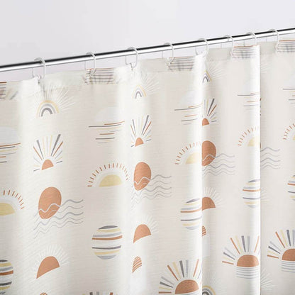 72-inch Cream White Orange Sunset Bohemian Pattern Shower Curtain - Loft&Timber