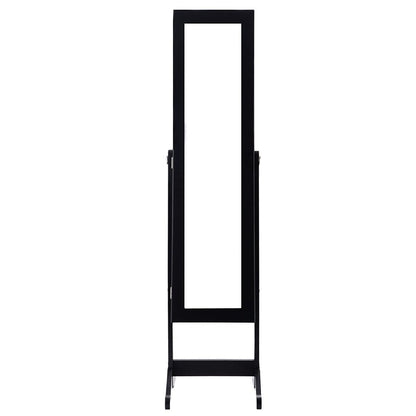 Black Wood Jewelry Storage Cabinet Freestanding Floor Mirror-1
