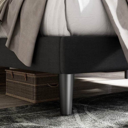 Full size Black Linen Upholstered Platform Bed with Button-Tufted Headboard - Loft&Timber