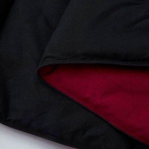 Full/Queen Traditional Microfiber Reversible 3 Piece Comforter Set in Black/Maroon - Loft&Timber