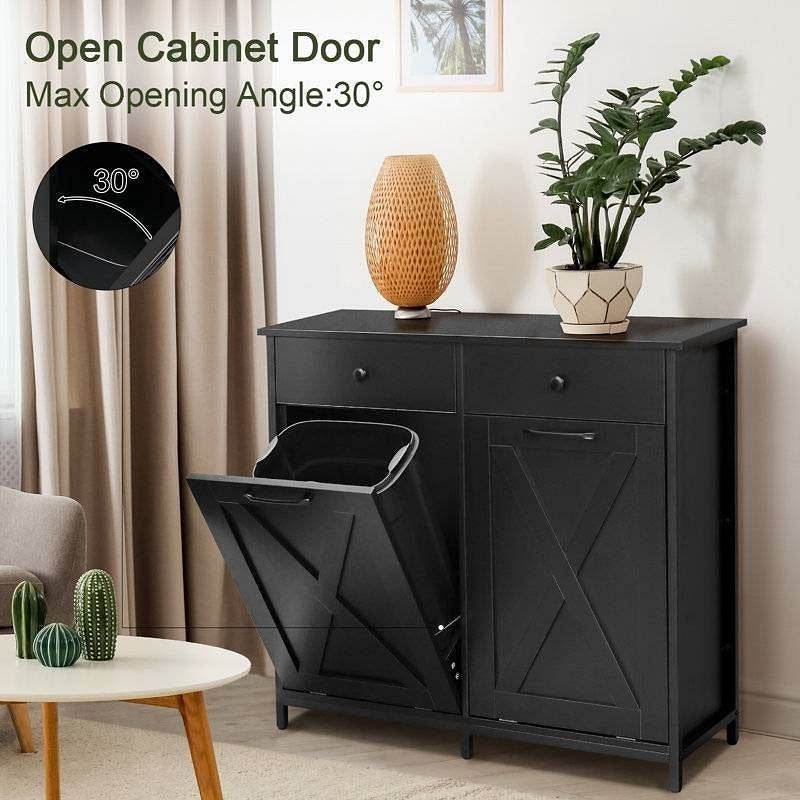 Black Multipurpose 2 Drawer / 2 Tilt Out 10gL Kitchen Laundry Trash/Recycle Storage - Loft&Timber