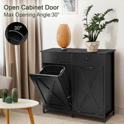 Black Multipurpose 2 Drawer / 2 Tilt Out 10gL Kitchen Laundry Trash/Recycle Storage - Loft&Timber