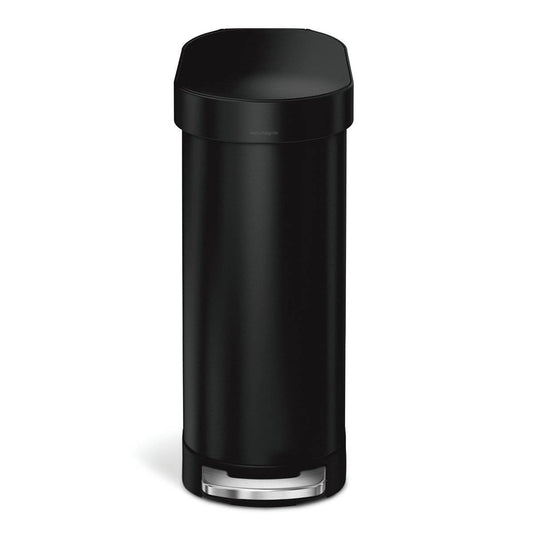 Matte Black 12-Gallon Narrow Kitchen Trash Can with Easy Step-on Lid - Loft&Timber