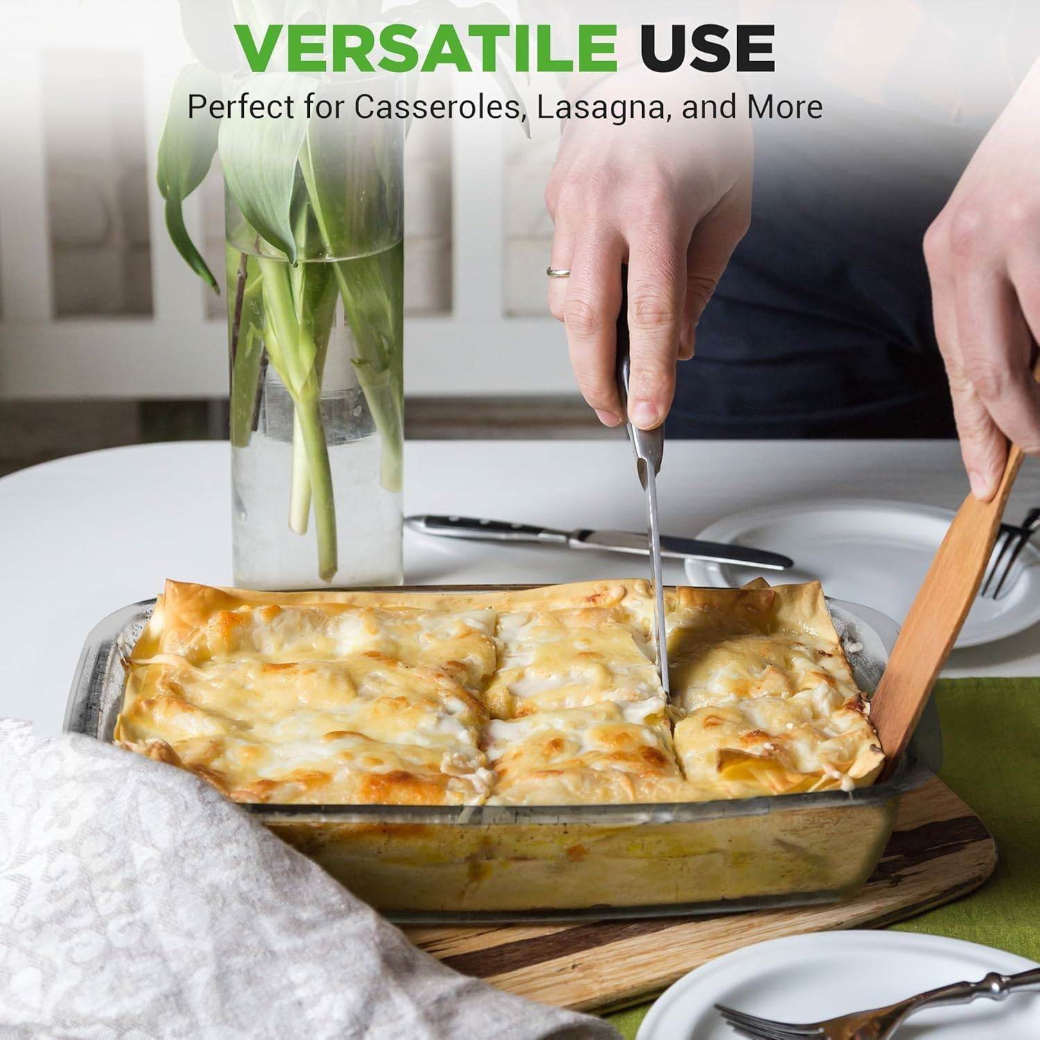 Set of 4 - Rectangular Oven Safe Glass Bakeware Set with Blue Plastic Lids - Loft&Timber