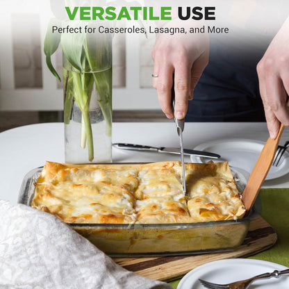 Set of 4 - Rectangular Oven Safe Glass Bakeware Set with Blue Plastic Lids - Loft&Timber