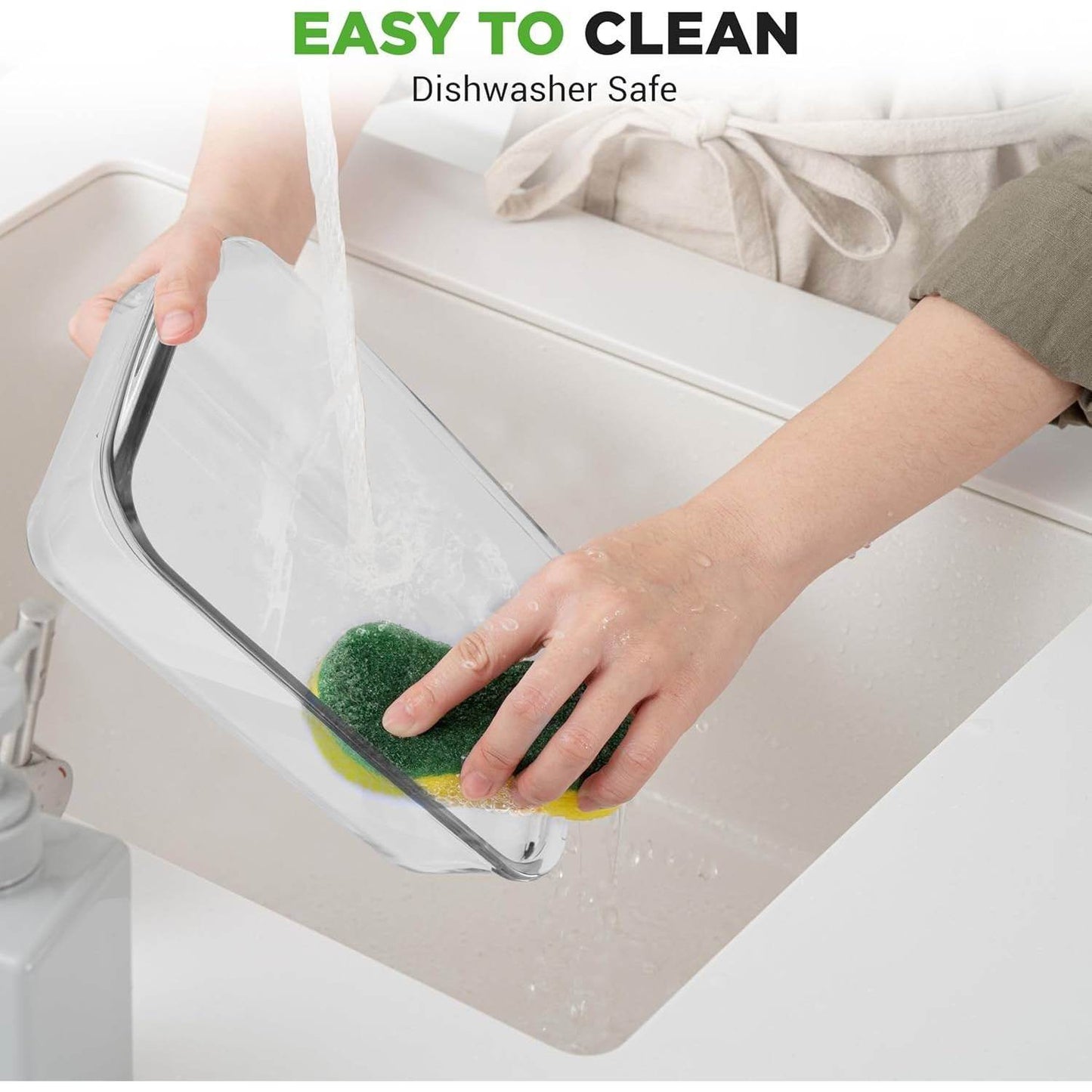 Set of 4 - Rectangular Oven Safe Glass Bakeware Set with Blue Plastic Lids - Loft&Timber