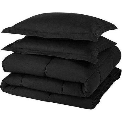 Queen Size Reversible Microfiber Down Alternative Comforter Set in Black - Loft&Timber