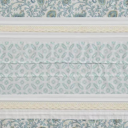 72 x 72-in Cotton Shower Curtain with Teal Blue Grey Cream White Paisley Pattern - Loft&Timber