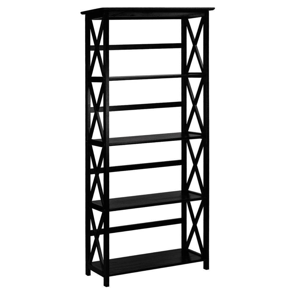 Tall 5-Tier Bookcase in Black Wood Finish - Loft&Timber