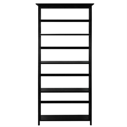 Tall 5-Tier Bookcase in Black Wood Finish - Loft&Timber