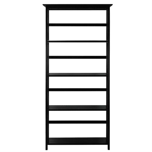 Tall 5-Tier Bookcase in Black Wood Finish - Loft&Timber