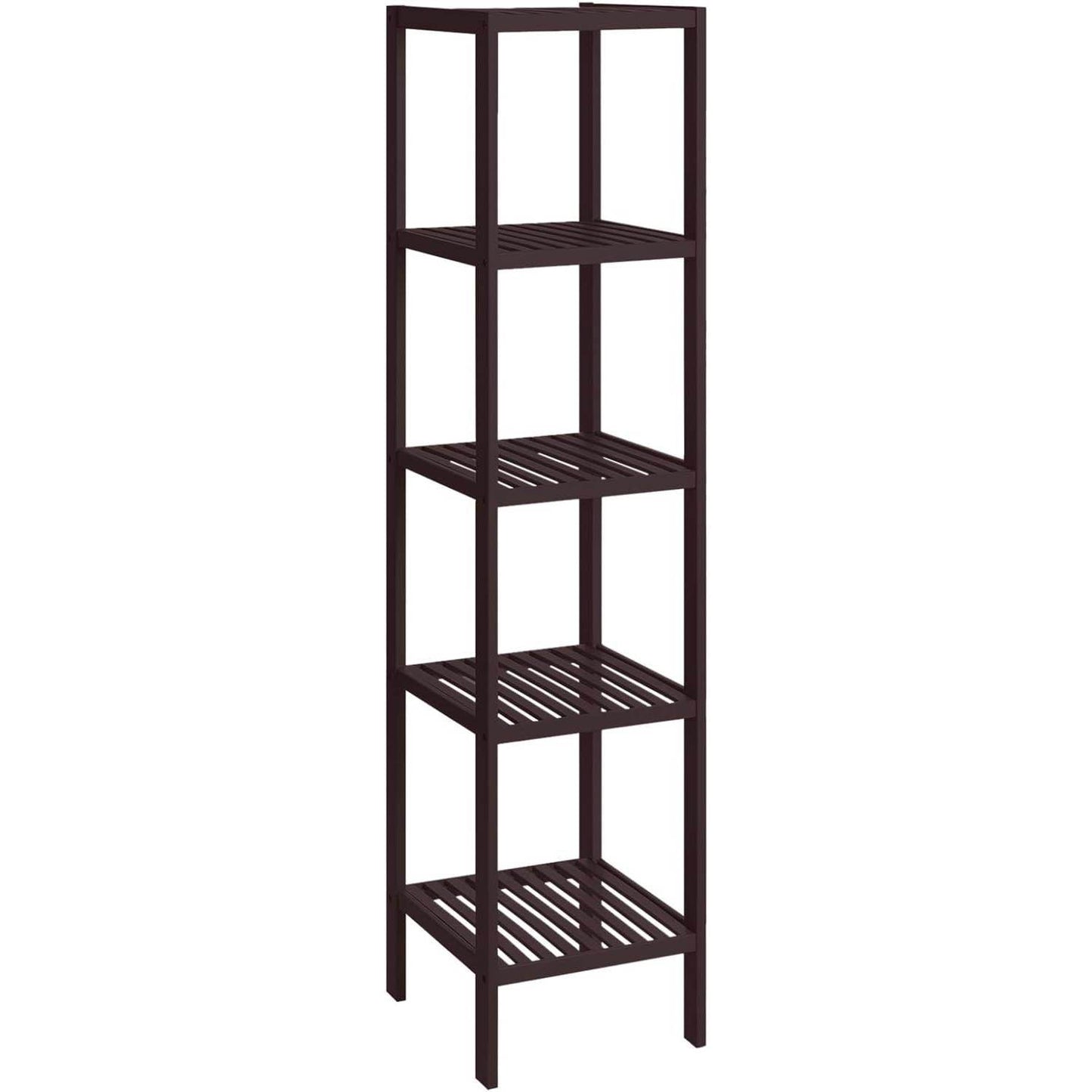 Brown Bamboo Wood 4-Shelf Versatile Storage Unit Rack Narrow Bookcase - Loft&Timber