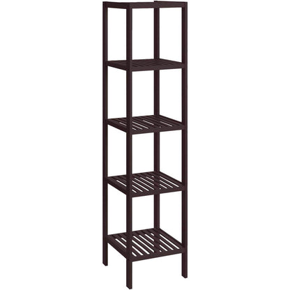 Brown Bamboo Wood 4-Shelf Versatile Storage Unit Rack Narrow Bookcase - Loft&Timber