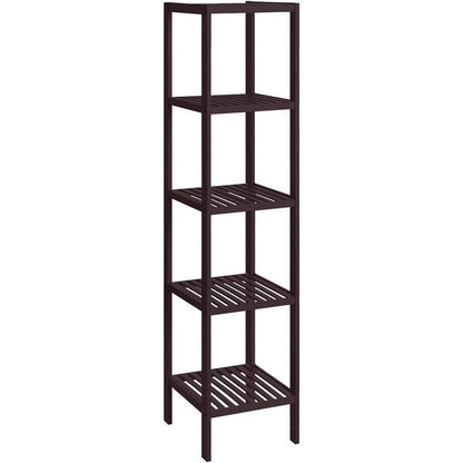 Brown Bamboo Wood 4-Shelf Versatile Storage Unit Rack Narrow Bookcase - Loft&Timber
