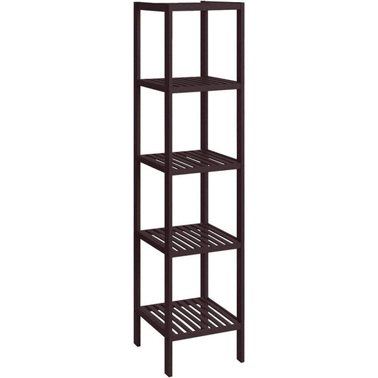 Brown Bamboo Wood 4-Shelf Versatile Storage Unit Rack Narrow Bookcase - Loft&Timber