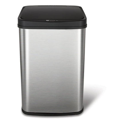 Black Top 13-Gallon Stainless Steel Kitchen Trash Can with Motion Sensor Lid-1