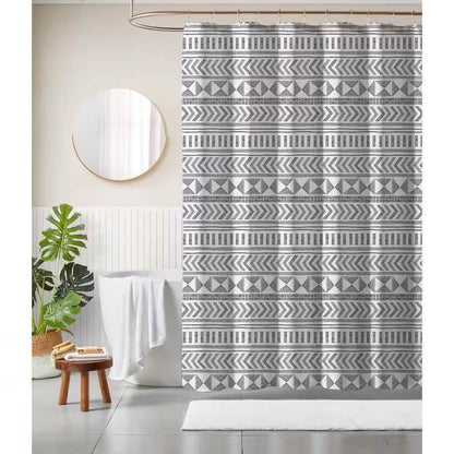 72-inch Polyester Shower Curtain with Black White Scandinavian Chevron Pattern - Loft&Timber