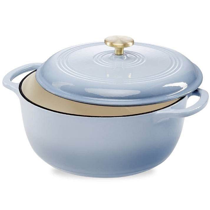 6 Quart Large Baby Blue Enamel Cast-Iron Dutch Oven Kitchen Cookware - Loft&Timber