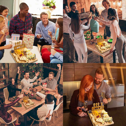 Bamboo Cheese Board and Knife Set - 14x11 inch Charcuterie Board with 4 Cheese Knives - Wood Serving Tray - Loft&Timber