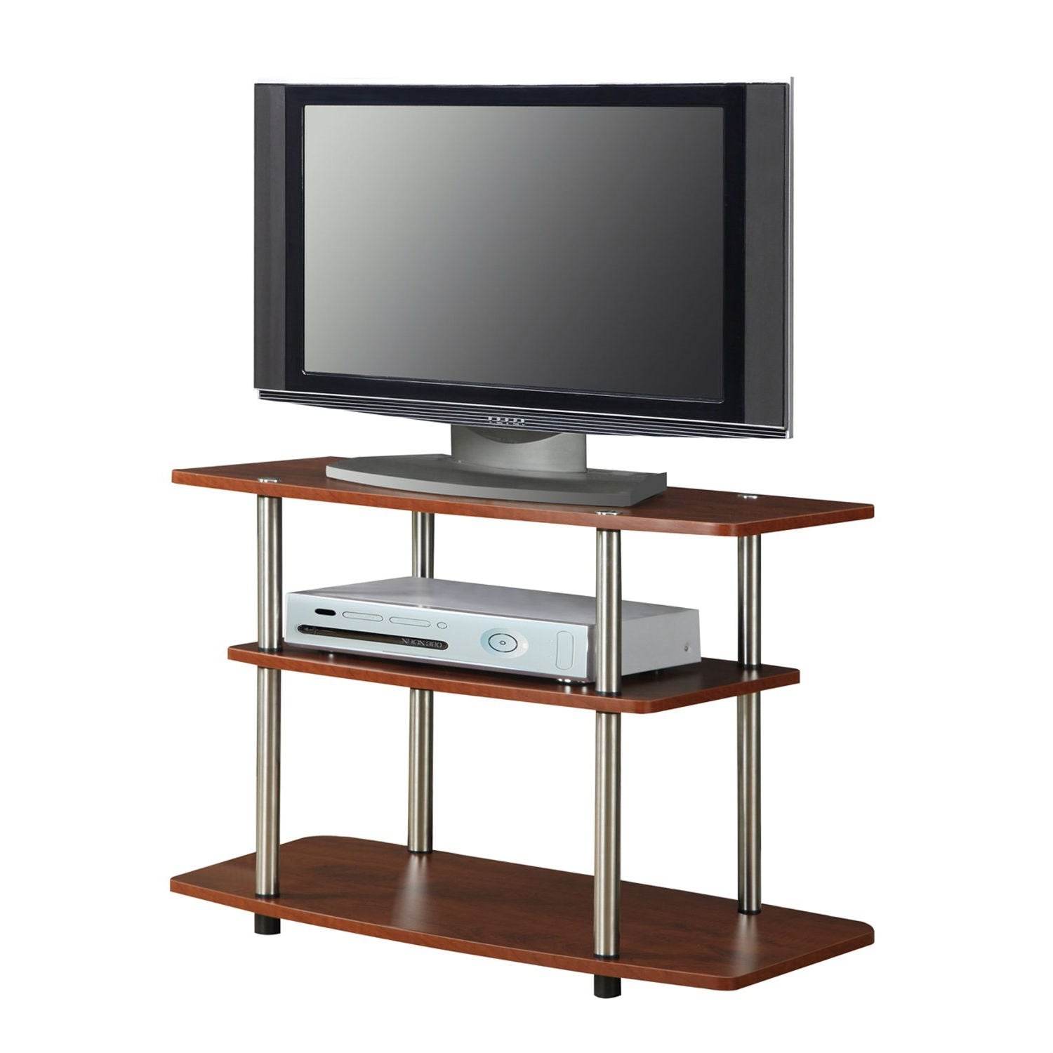 Modern Wood and Metal TV Stand in Cherry Brown Finish - Loft&Timber