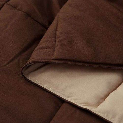 King/Cal King Traditional Microfiber Reversible 3 Piece Comforter Set in Brown - Loft&Timber
