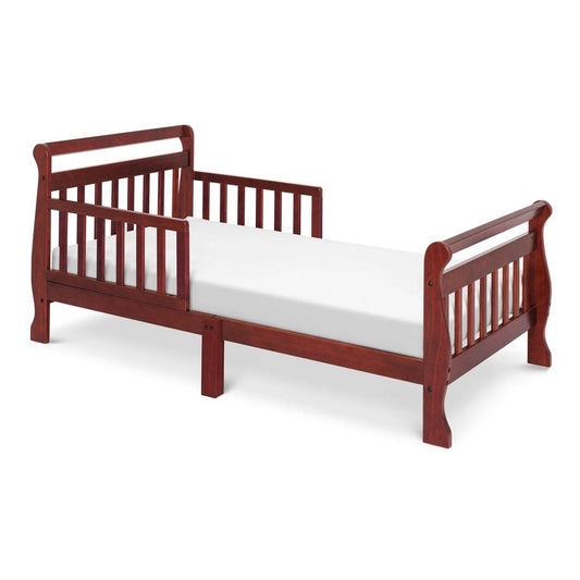 Cherry Modern Slatted Guard Rails Toddler Sleigh Bed - Loft&Timber