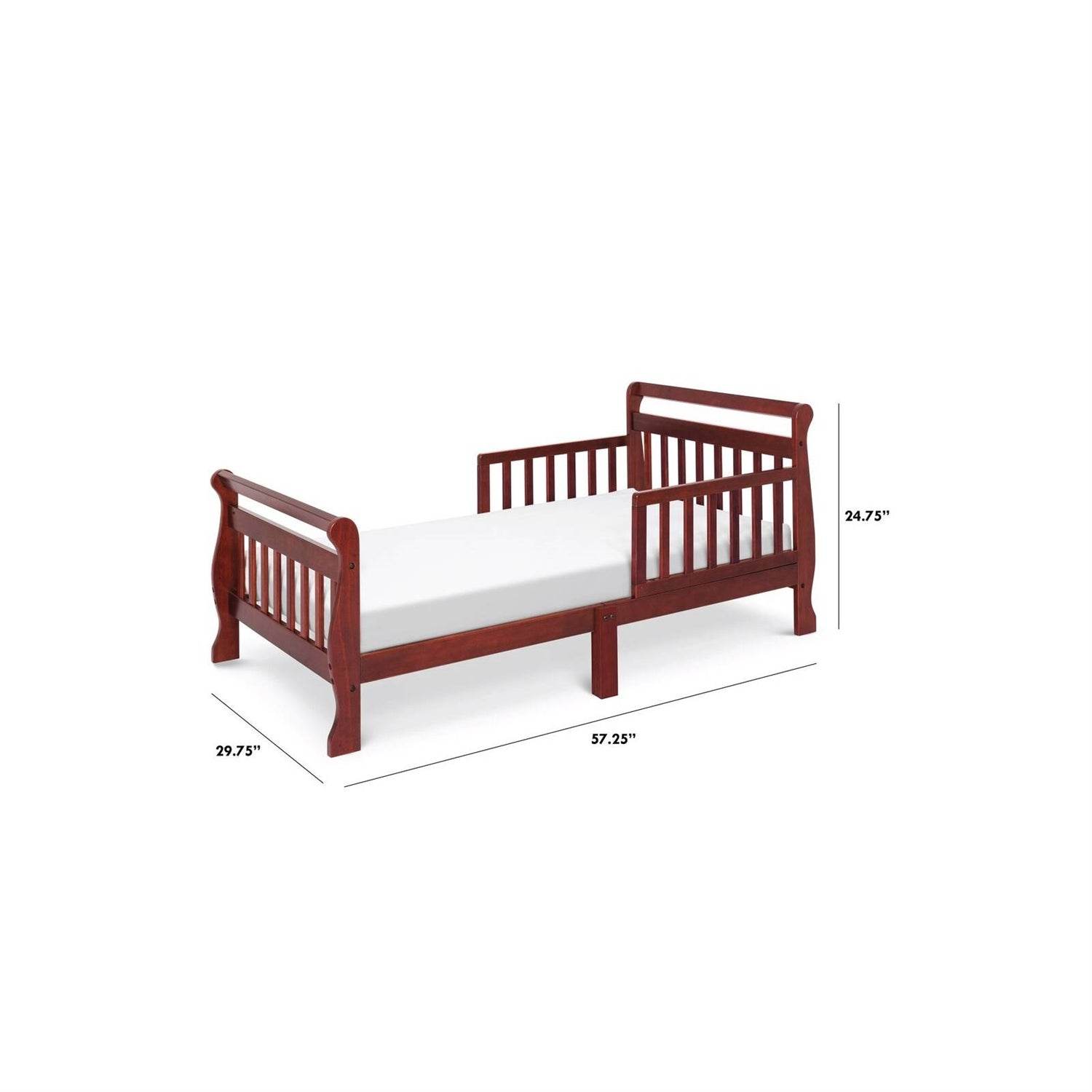 Cherry Modern Slatted Guard Rails Toddler Sleigh Bed - Loft&Timber
