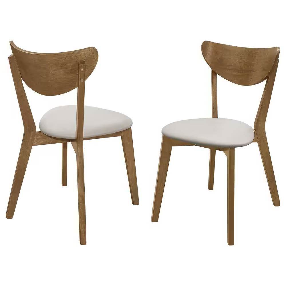 Set of 2 - Mid-Century Modern Wood Dining Chair with Faux Leather Seat - Loft&Timber