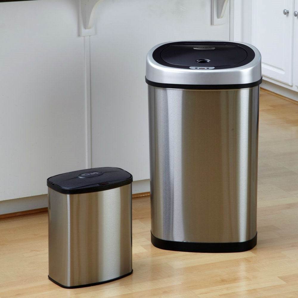 Set of 2 - Stainless Steel Touchless Trash Cans in 2 and 13 Gallon sizes - Loft&Timber