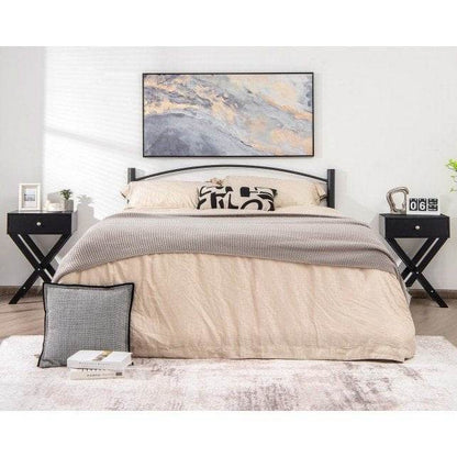 Retro Black X-Shape 1 Drawer Nightstand Coffee Table - Loft&Timber