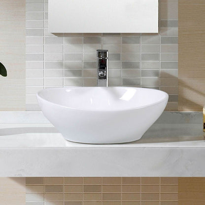 Contemporary Oval Basin Round Vessel Bathroom Sink in White - Loft&Timber