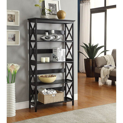 Glossy Black 5-Shelf Bookcase - Loft&Timber