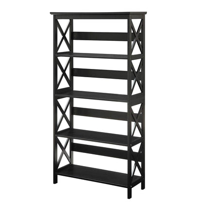 Glossy Black 5-Shelf Bookcase - Loft&Timber