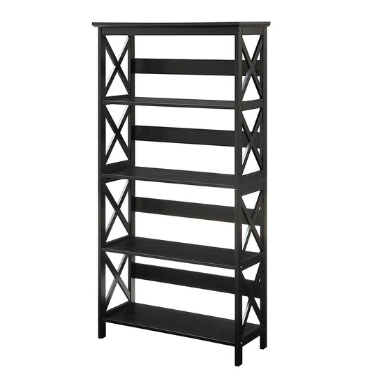 Glossy Black 5-Shelf Bookcase - Loft&Timber