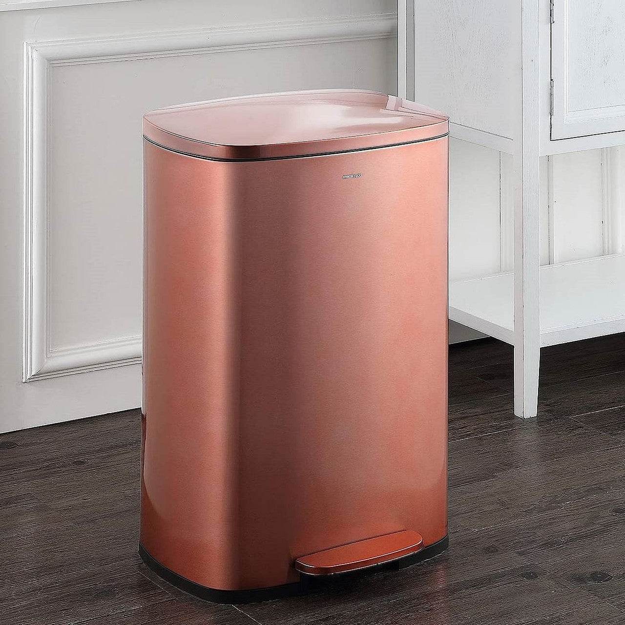 Set of 2 - Copper Gold Step-on Trash Can - 13-Gallon and 1.3-Gallon - Loft&Timber