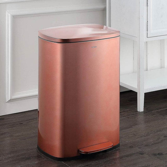 Set of 2 - Copper Gold Step-on Trash Can - 13-Gallon and 1.3-Gallon - Loft&Timber