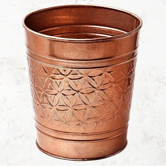 Bathroom Bedroom Metal Trash Can Waste Basket in Copper Finish - Loft&Timber