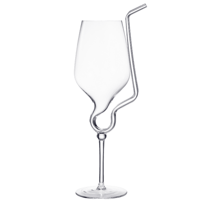 Straw Wine Glass, Spiral Vampire Wine Glass | 16oz | Stemmed Wine Glasses With A Built-In Straw, Creative Cocktail Glassware - Champagne, Gin & Tonic, Juice, Water - Ideal Birthday Cup, Gift, Wedding - Loft&Timber
