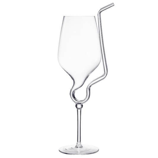 Straw Wine Glass, Spiral Vampire Wine Glass | 16oz | Stemmed Wine Glasses With A Built-In Straw, Creative Cocktail Glassware - Champagne, Gin & Tonic, Juice, Water - Ideal Birthday Cup, Gift, Wedding - Loft&Timber