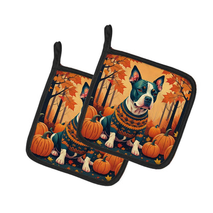 Pit Bull Terrier Fall Pair of Pot Holders - Loft&Timber